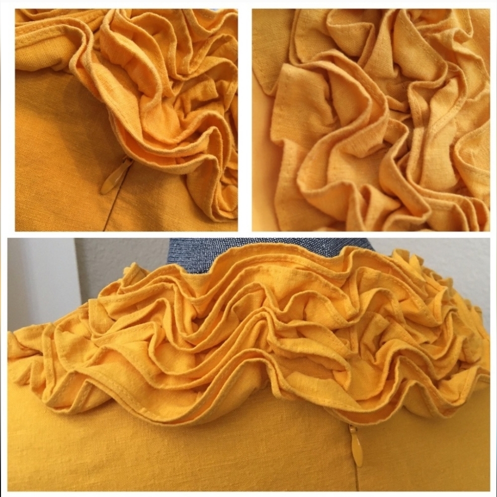 Cache Golden Yellow Ruffle Midi Dress Size 12 • Romantic Vintage-Inspired Style - Picture 7 of 13